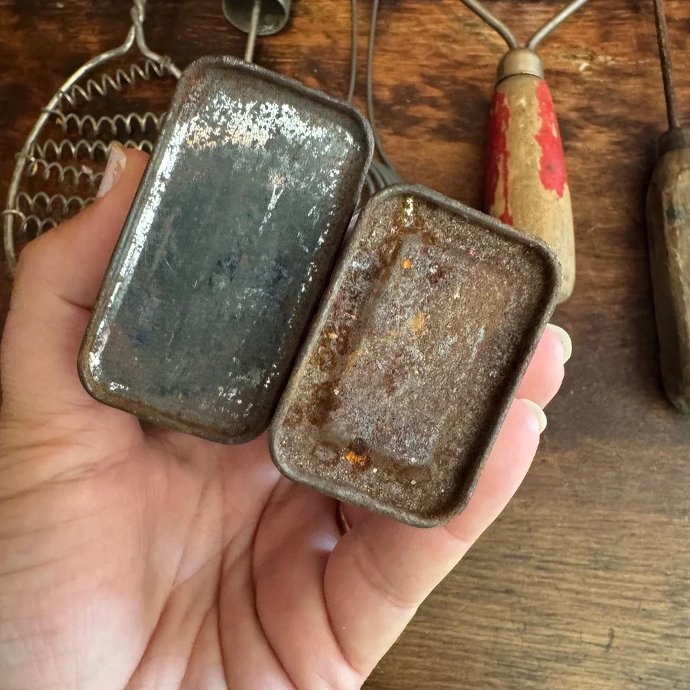 Vintage Kitchen Utensils Lot Red Wood Metal McCormick Spice Tins Decor‎